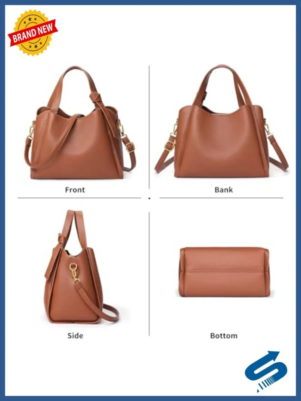 PU Leather Women's Top Handle Satchel Crossbody Bag with Adjustable Strap